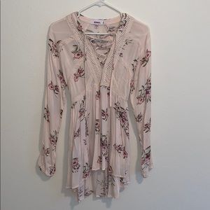 Pink floral peasant top